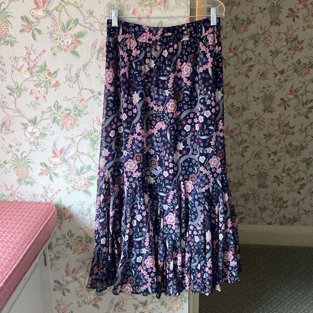 NWT Loft XS Floral Godet Maxi Skirt